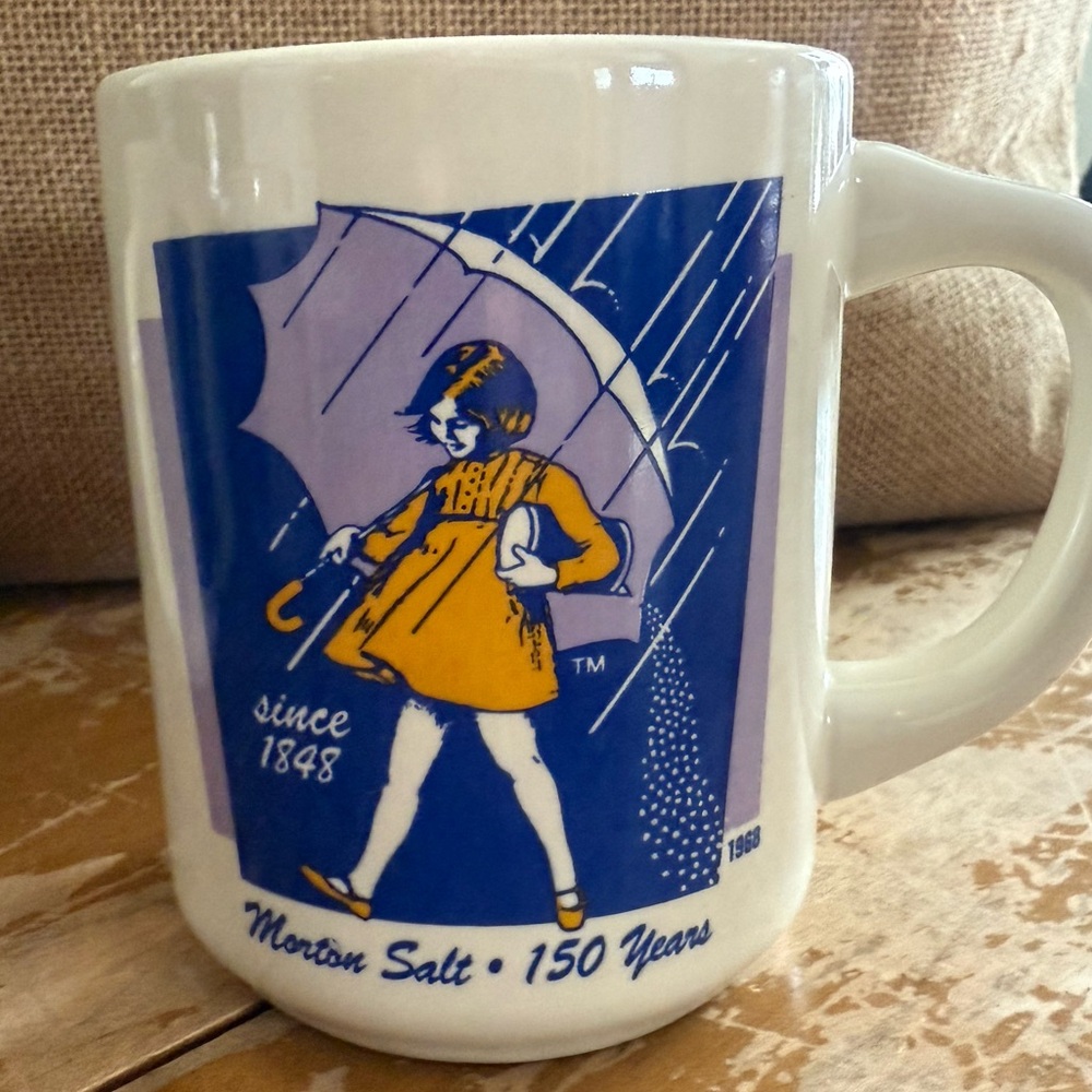Morton Salt 150 Years Anniversary Coffee Cups Set of 4